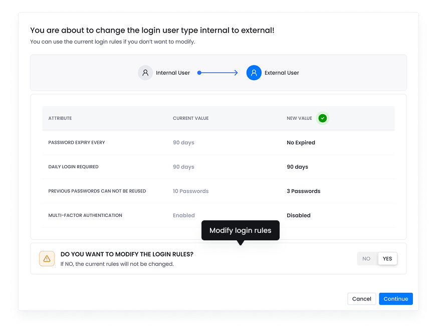 SSO Dashboard - Modify Login Rules